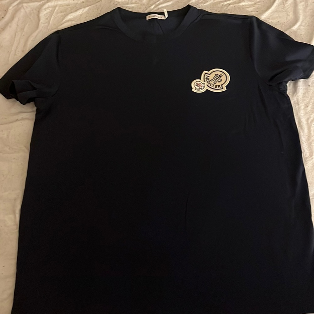 Xl navy blue large patch moncler tee shirt